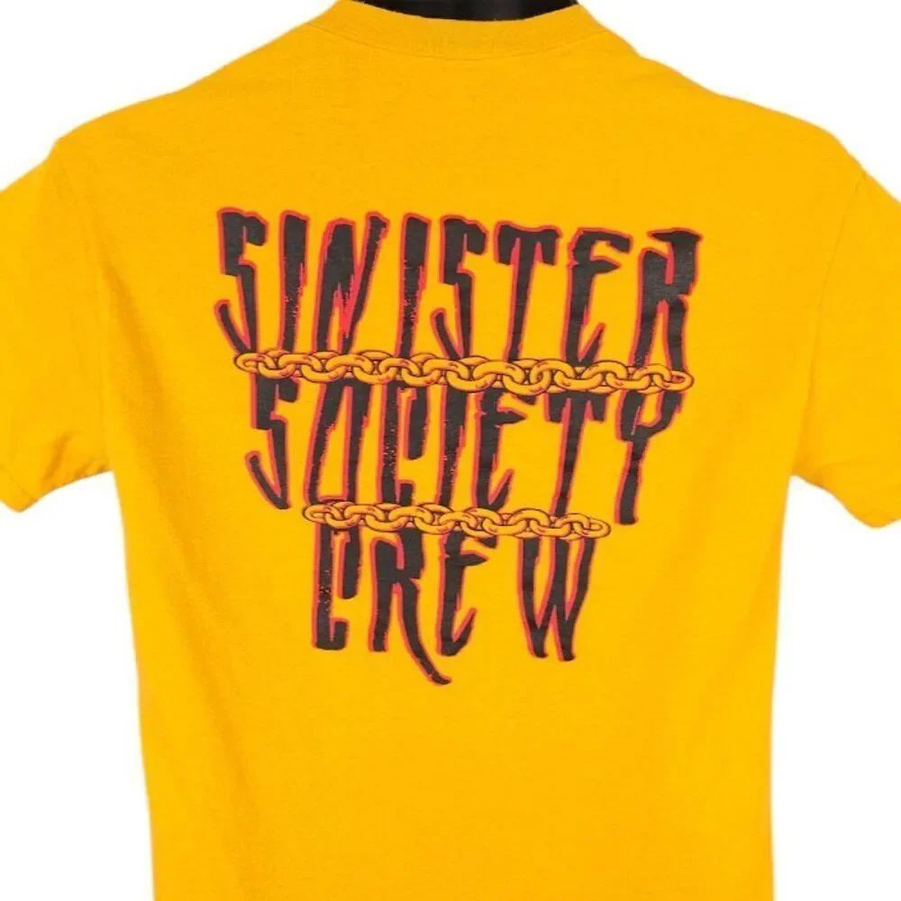 Sinister Society Crew T Shirt Mens Size Small Yellow Sinso Streetwear Clothing